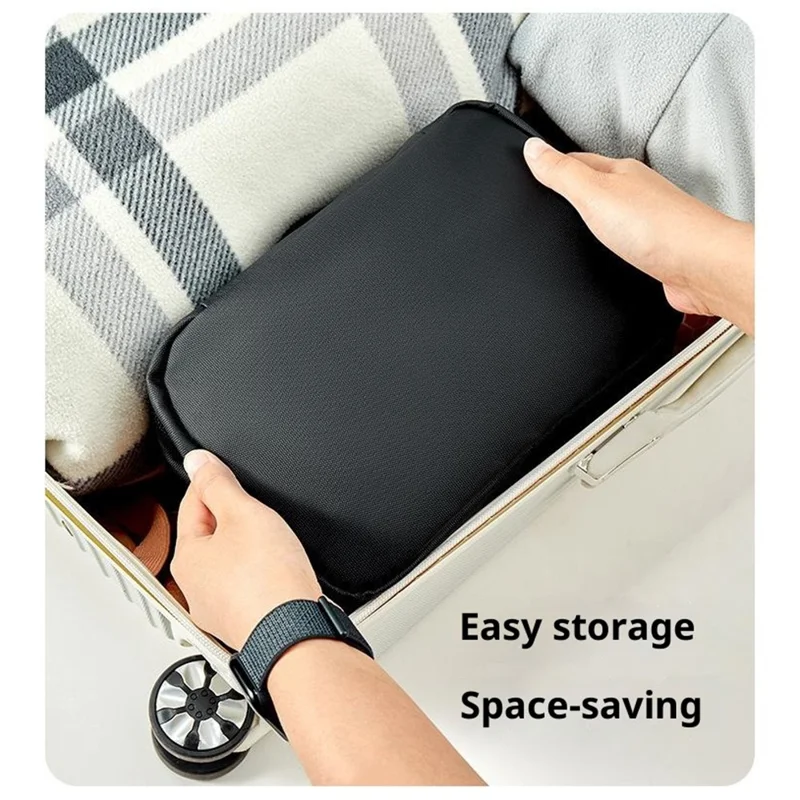 Bolsa de Aseo de Viaje con Separación Seca y Húmeda, Espejo Incorporado, Impermeable y Plegable para Maquillaje con Gancho - Negro