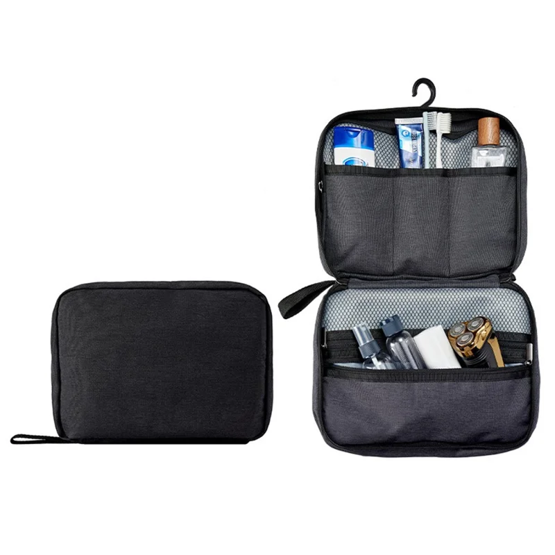 Portable Travel Toiletry Bag Waterproof Oxford Fabric Foldable Makeup Storage Bag with Hook