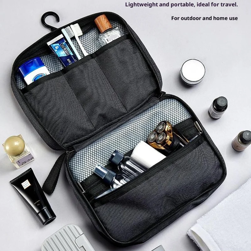 Portable Travel Toiletry Bag Waterproof Oxford Fabric Foldable Makeup Storage Bag with Hook