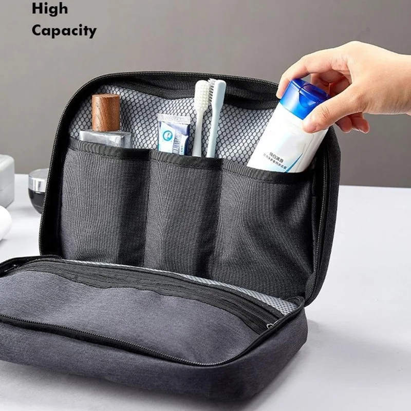 Portable Travel Toiletry Bag Waterproof Oxford Fabric Foldable Makeup Storage Bag with Hook