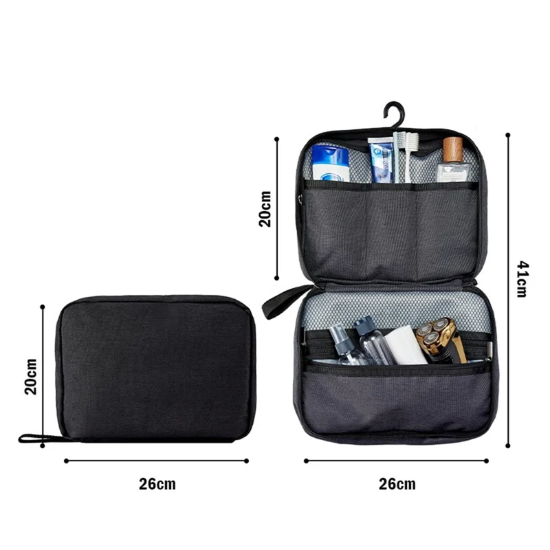 Portable Travel Toiletry Bag Waterproof Oxford Fabric Foldable Makeup Storage Bag with Hook