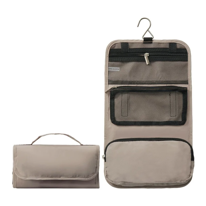 Travel Toiletry Bag with Detachable Inner Pouch Cosmetic Storage Organizer Hanging Wash Bag - Khaki