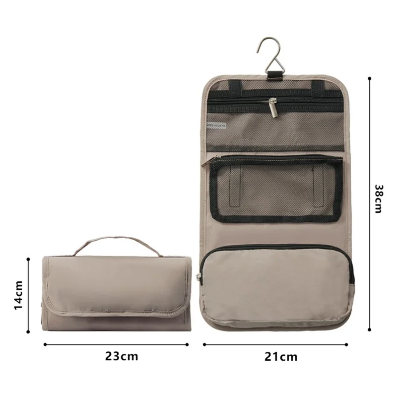 Travel Toiletry Bag with Detachable Inner Pouch Cosmetic Storage Organizer Hanging Wash Bag - Khaki