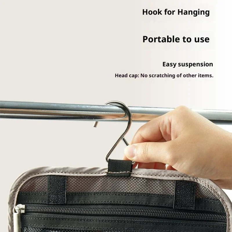 Travel Toiletry Bag with Detachable Inner Pouch Cosmetic Storage Organizer Hanging Wash Bag - Khaki