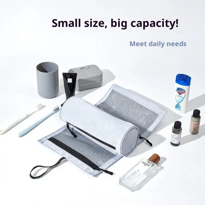 Косметичка для путешествий, бизнес-поездок и отпуска с разделением на сухое и влажное, складная, серебристая