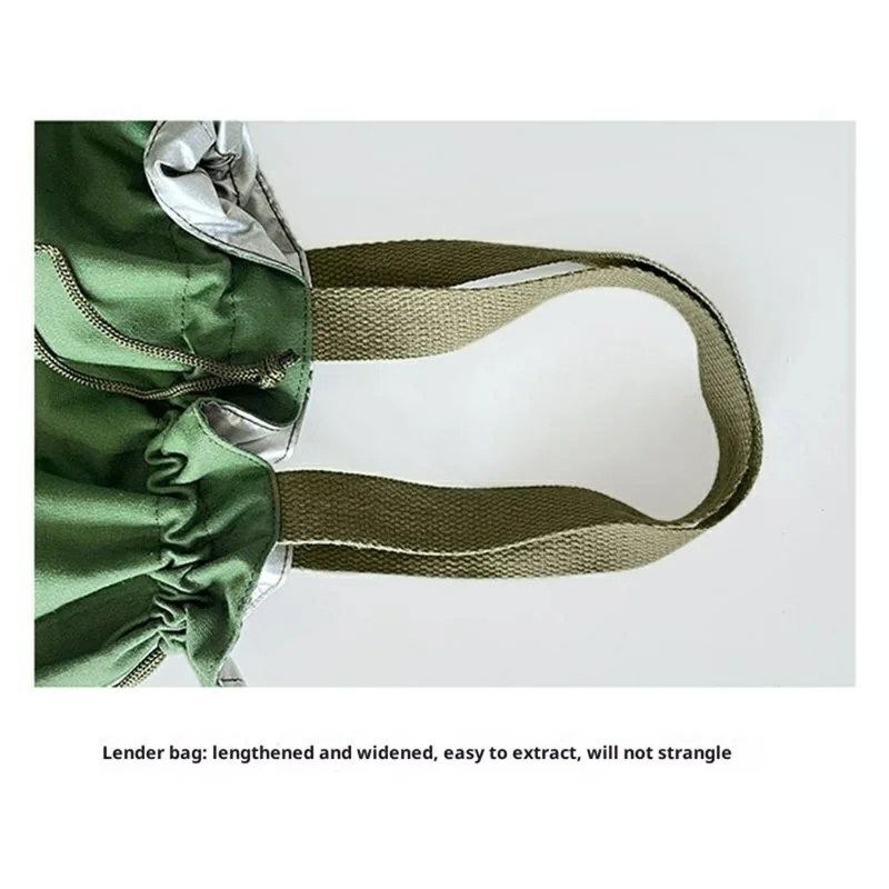 Canvas Lunch Bag Drawstring Insulated Tote for Work Picnic Portable Meal Container Carrier - Beige