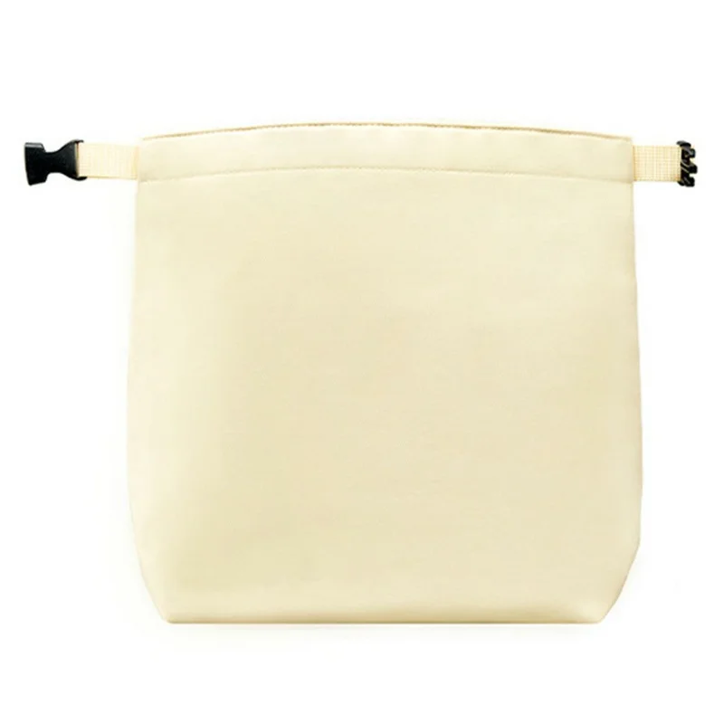 Portable Insulated Lunch Bag for Students  /  Office Workers Waterproof Folding Roll Bento Bag - Light Yellow