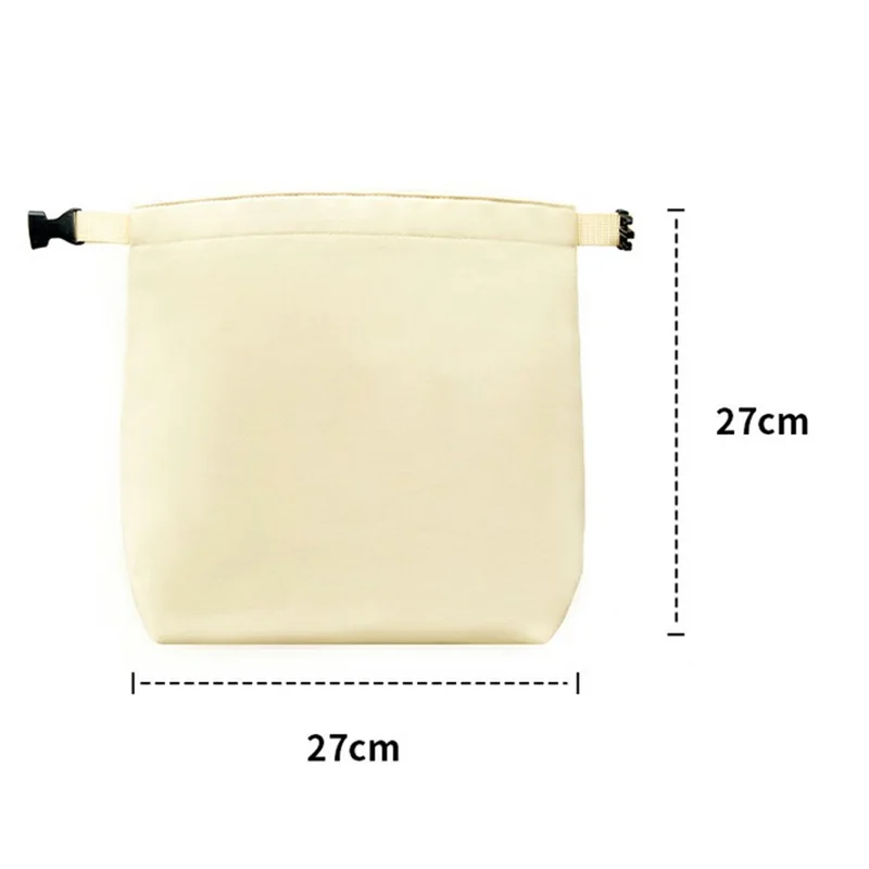Portable Insulated Lunch Bag for Students  /  Office Workers Waterproof Folding Roll Bento Bag - Light Yellow