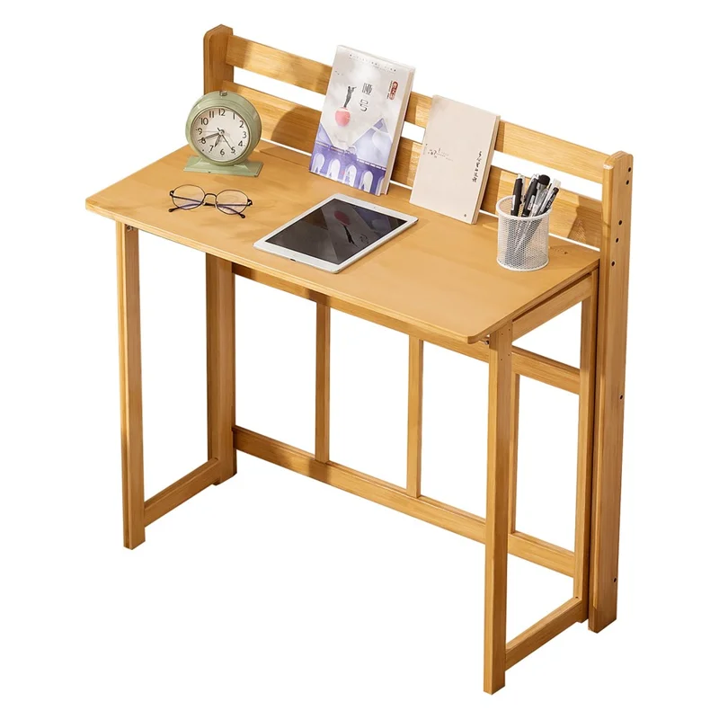 80cm Klappbarer Computertisch Studiertisch Eckschreibtisch Nachttisch Arbeitsstation für Home Office - Burlywood