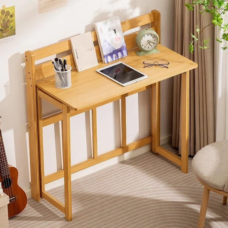 80cm Klappbarer Computertisch Studiertisch Eckschreibtisch Nachttisch Arbeitsstation für Home Office - Burlywood