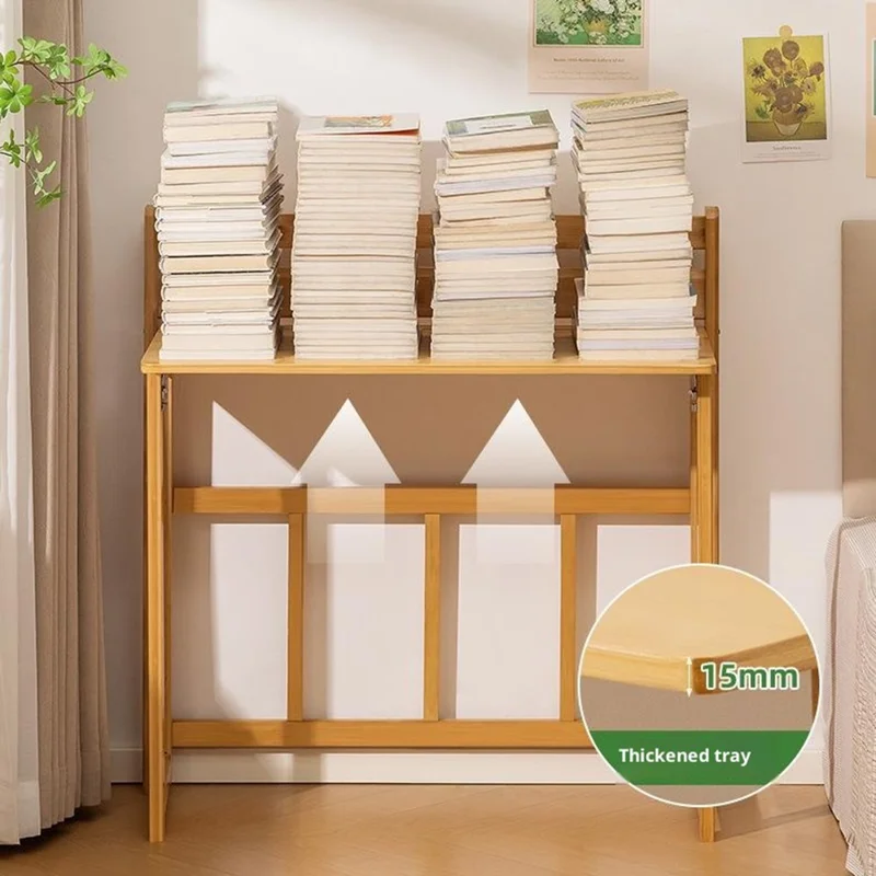 80cm Klappbarer Computertisch Studiertisch Eckschreibtisch Nachttisch Arbeitsstation für Home Office - Burlywood