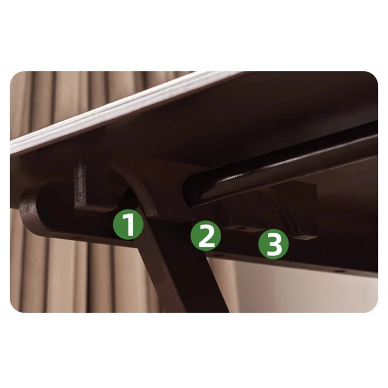 2575DGNZDZ-01 Size S Adjustable Height Folding Computer Desk Home Office Study Bedside Corner Table with Bookshelf, 44cm x 45cm x 87cm - Wood Color