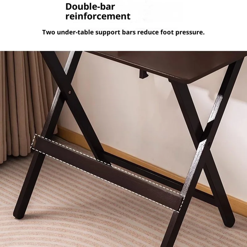 2575DGNZDZ-02 Size L Adjustable Height Folding Computer Desk Home Office Study Bedside Corner Table with Bookshelf, 58cm x 45cm x 87cm - Wood Color