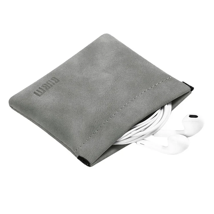Bubm Tkb Imperméable PU en Cuir Poche en Cuir U Disk Data Cable Écouteurs de Rangement, Taille S - Gris Foncé