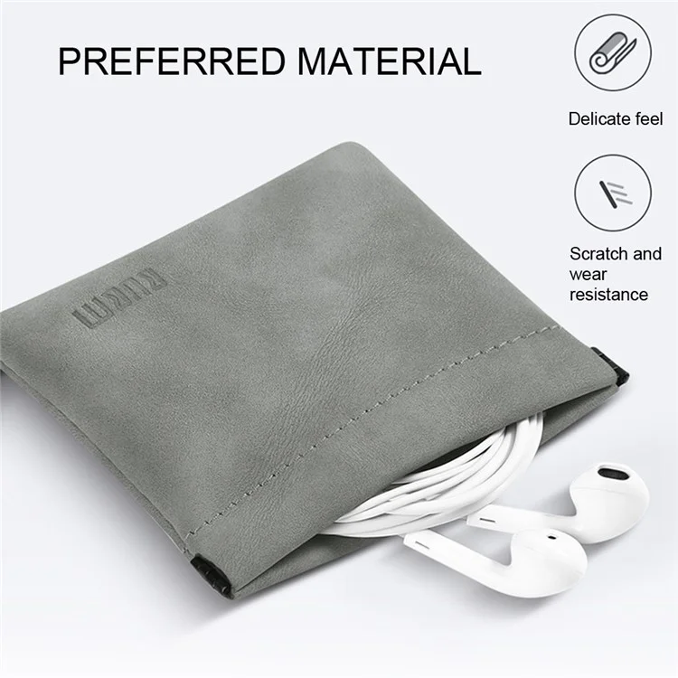 Bubm Tkb Imperméable PU en Cuir Poche en Cuir U Disk Data Cable Écouteurs de Rangement, Taille S - Gris Foncé
