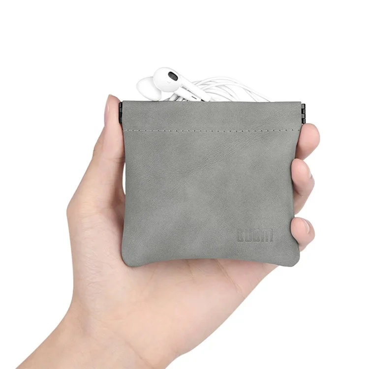 Bubm Tkb Imperméable PU en Cuir Poche en Cuir U Disk Data Cable Écouteurs de Rangement, Taille S - Gris Foncé