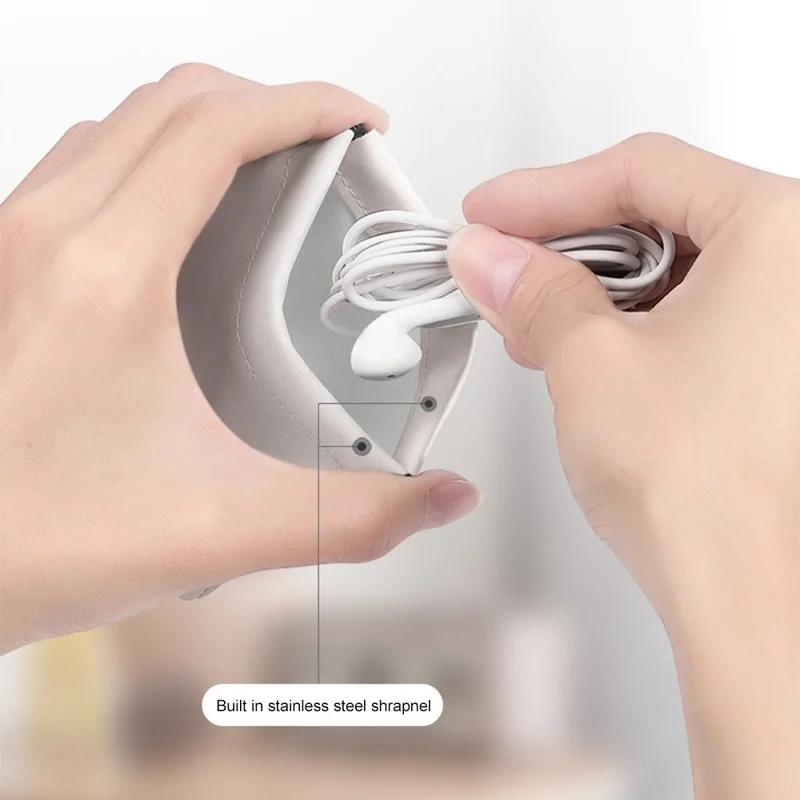 BUBM TKB Waterproof PU Leather Pouch U Disk Data Cable Earphones Storage Bag, Size S - Black