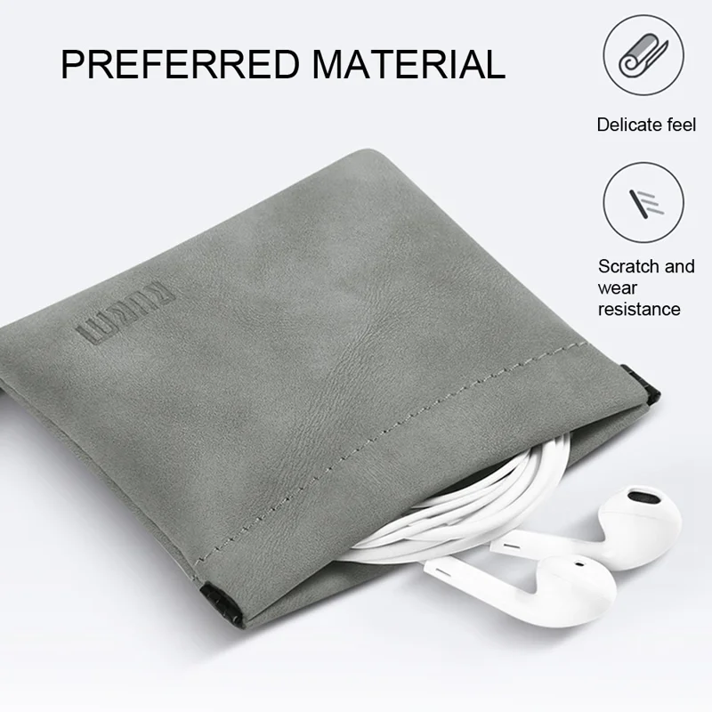 BUBM TKB Waterproof PU Leather Pouch U Disk Data Cable Earphones Storage Bag, Size S - Black