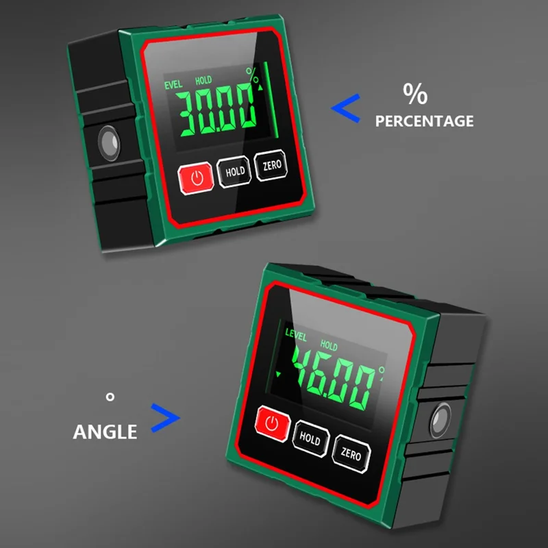 Inclinometro digitale a doppio laser con base magnetica a 4 lati, livella digitale ad alta precisione
