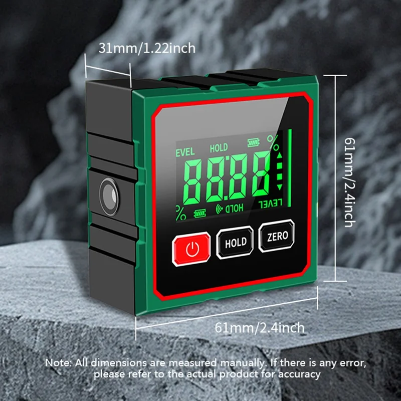 Inclinometro digitale a doppio laser con base magnetica a 4 lati, livella digitale ad alta precisione