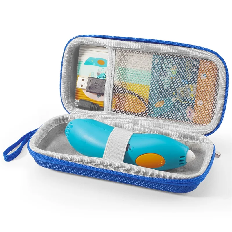 För 3Doodler Start+ Essentials 2024 2023 3D barn skrivarpenna väska skyddande portabel förvaringsväska - Blå + Grå