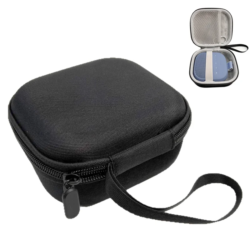 For Bose SoundLink Micro 2nd Gen Portable Bluetooth-Compatible Speaker Hard Protective Case Shockproof Storage Bag - Black + Grey