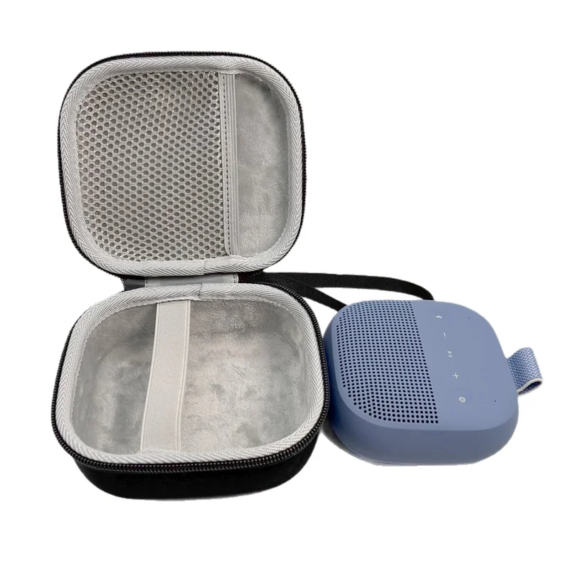 For Bose SoundLink Micro 2nd Gen Portable Bluetooth-Compatible Speaker Hard Protective Case Shockproof Storage Bag - Black + Grey