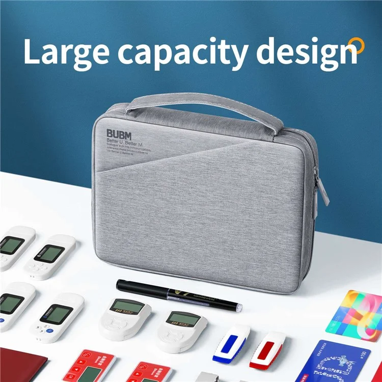 BUBM BM01101010 Large Capacity Digital Storage Bag Electronics Organizer for Charger Cables Hard Drive Travel Case - Grey