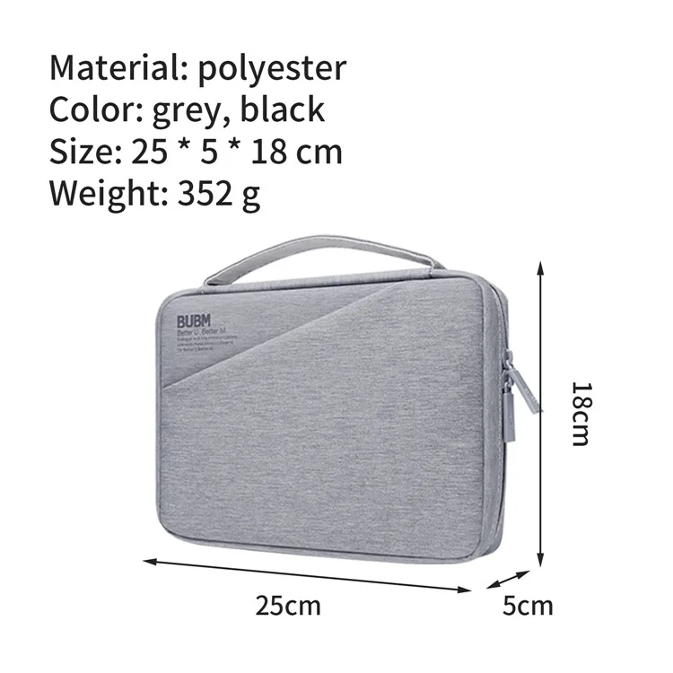 BUBM BM01101010 Large Capacity Digital Storage Bag Electronics Organizer for Charger Cables Hard Drive Travel Case - Grey