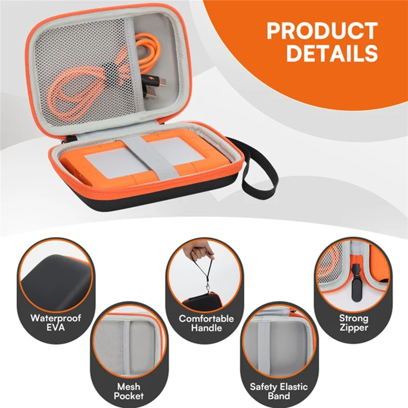 LaCie Rugged Mini 1TB / 2TB / 4TB / 5TB tragbare Festplatte Schutzhülle kompatibel mit Mac PC USB 3.0 2.0 Kabel SD-Karte