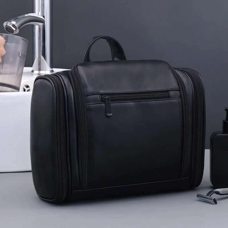 4043 Косметичка с 4 отделениями, водонепроницаемая дорожная сумка для туалетных принадлежностей, вместительный органайзер для макияжа с крючком — черный