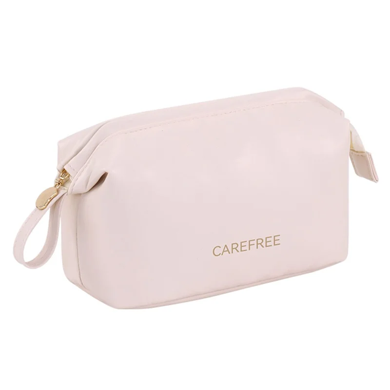 8100 Small Makeup Bag Portable Travel Skincare Storage Pouch Compact Cosmetic Organizer for Toiletries Mini Beauty Products - White