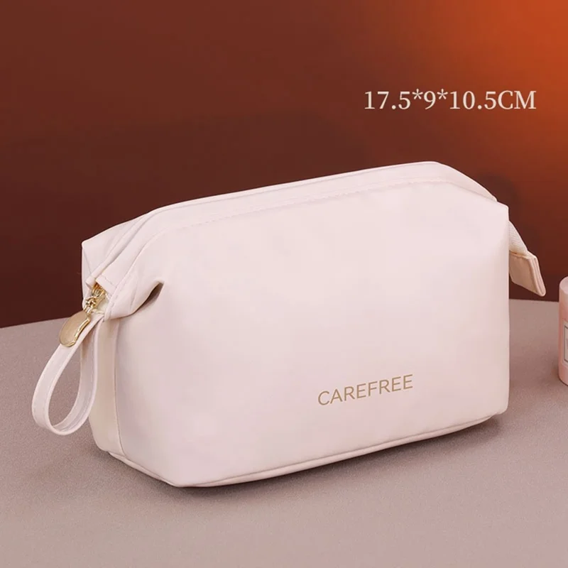 8100 Small Makeup Bag Portable Travel Skincare Storage Pouch Compact Cosmetic Organizer for Toiletries Mini Beauty Products - White