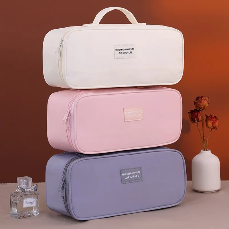 3 in 1 Large Capacity Bra Organizer Travel Underwear Socks Storage Bag Clothes Packing Cube - Beige