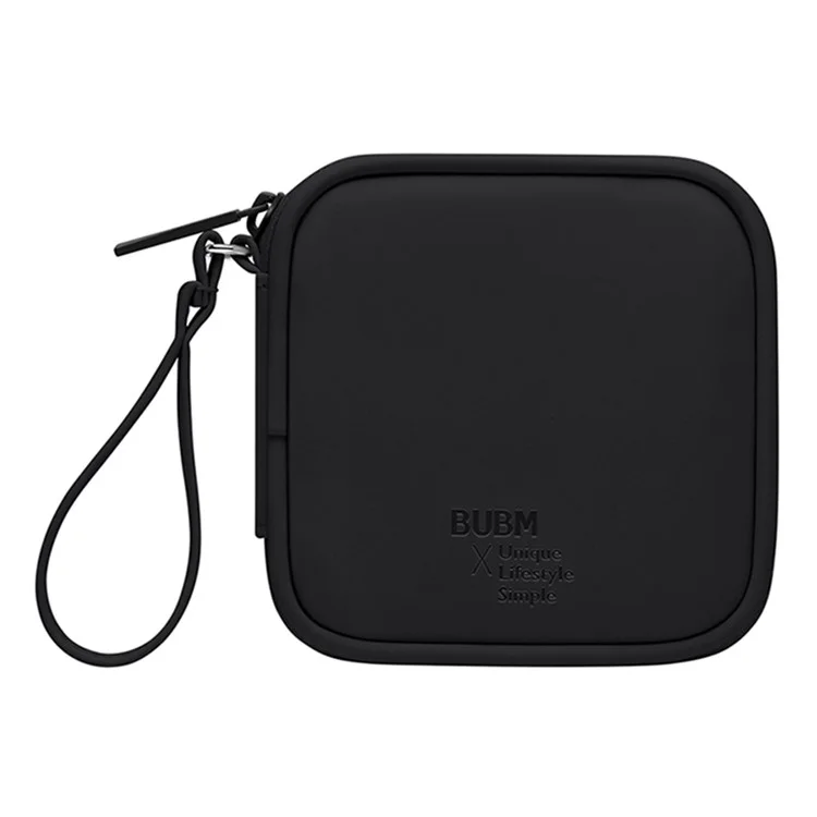 BUBM BM011N8008 Portable PU Leather Mini Case Travel Bag for Earphone Headphone U Disk Power Cord - Black