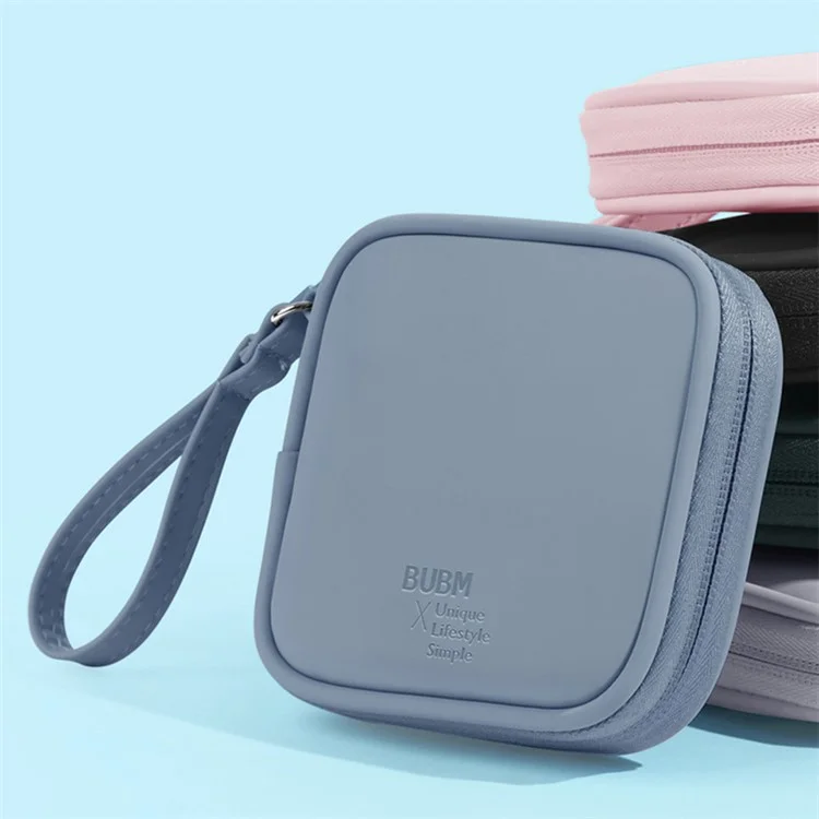 BUBM BM011N8008 Portable PU Leather Mini Case Travel Bag for Earphone Headphone U Disk Power Cord - Black