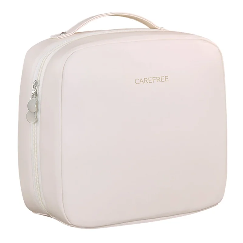 8098 Large Capacity Portable Makeup Bag For Travel Luxury Toiletry Organizer Double Layer Waterproof Cosmetic Case - Beige