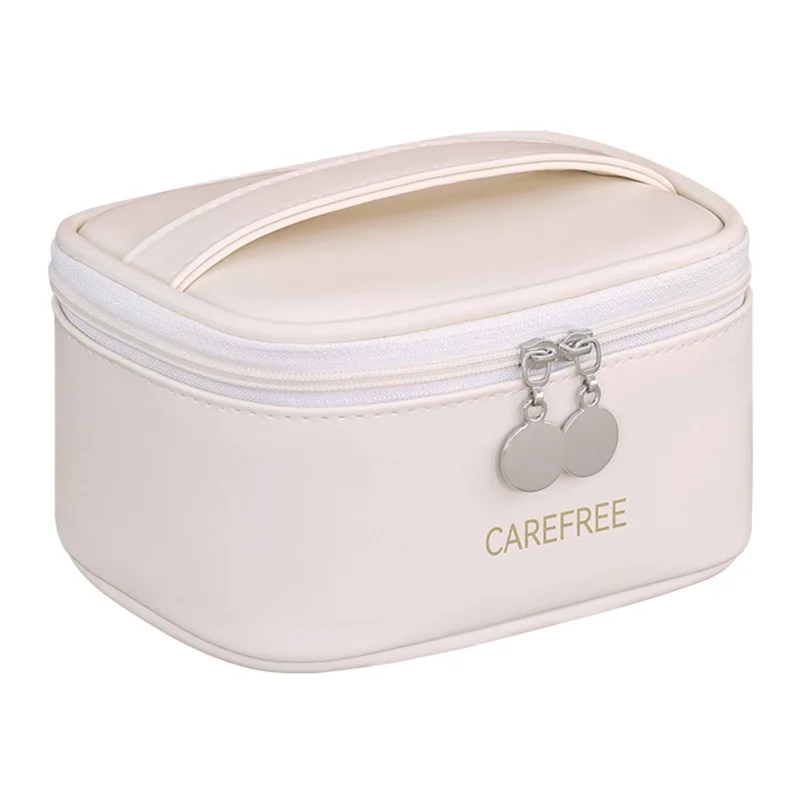 8088 Mini-Reise-Makeup-Tasche tragbare kleine Aufbewahrungstasche mit Reißverschluss großer Kapazität Kosmetik-Organizer - Weiß