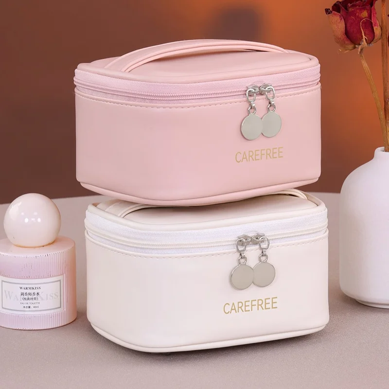 8088 Mini-Reise-Makeup-Tasche tragbare kleine Aufbewahrungstasche mit Reißverschluss großer Kapazität Kosmetik-Organizer - Weiß