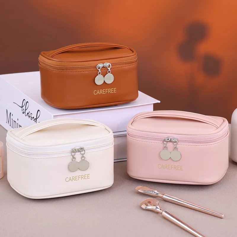 8088 Mini-Reise-Makeup-Tasche tragbare kleine Aufbewahrungstasche mit Reißverschluss großer Kapazität Kosmetik-Organizer - Weiß