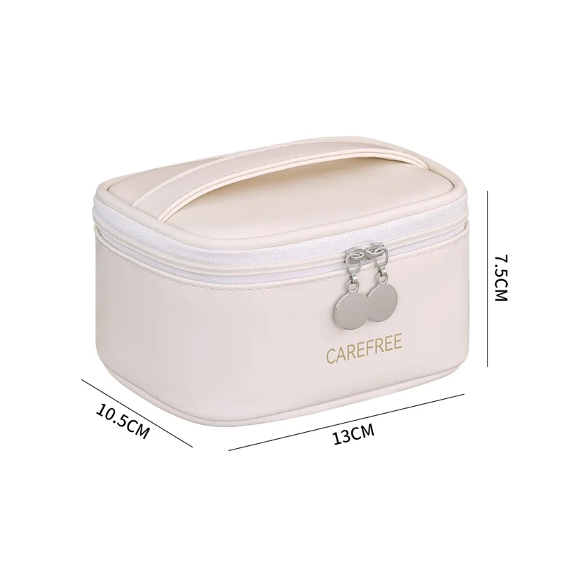 8088 Mini-Reise-Makeup-Tasche tragbare kleine Aufbewahrungstasche mit Reißverschluss großer Kapazität Kosmetik-Organizer - Weiß