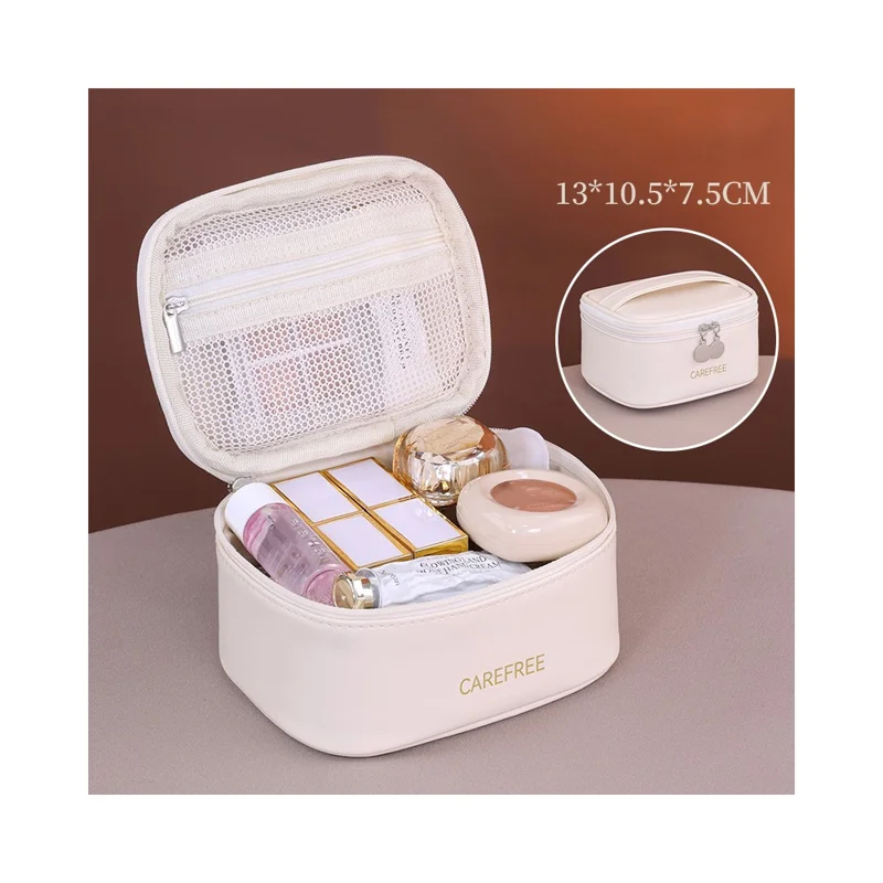 8088 Mini-Reise-Makeup-Tasche tragbare kleine Aufbewahrungstasche mit Reißverschluss großer Kapazität Kosmetik-Organizer - Weiß
