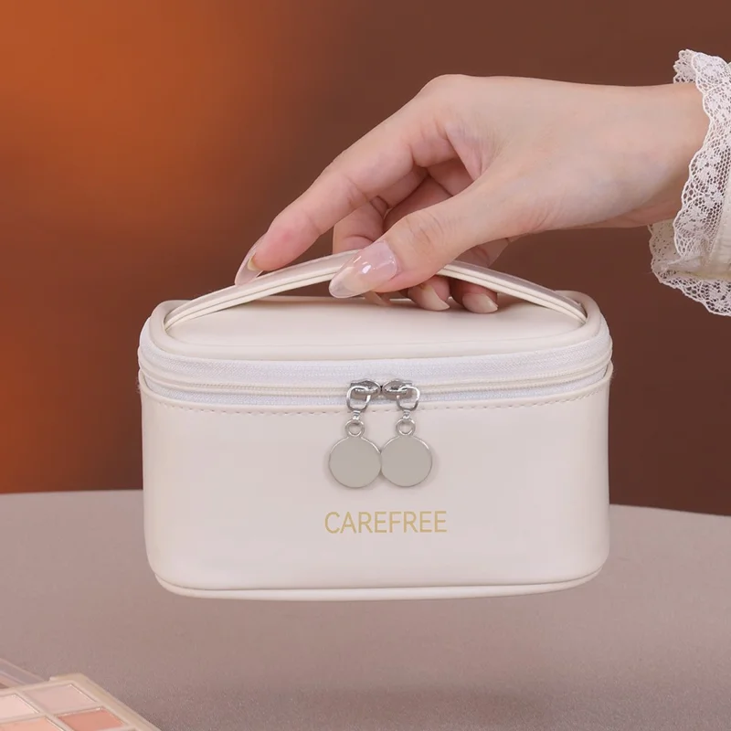 8088 Mini-Reise-Makeup-Tasche tragbare kleine Aufbewahrungstasche mit Reißverschluss großer Kapazität Kosmetik-Organizer - Weiß