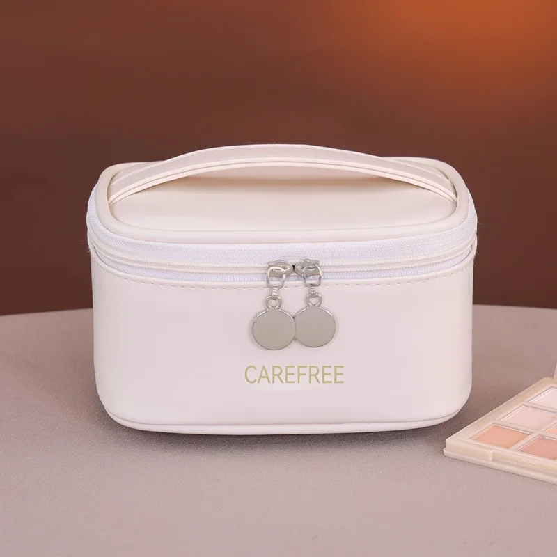 8088 Mini-Reise-Makeup-Tasche tragbare kleine Aufbewahrungstasche mit Reißverschluss großer Kapazität Kosmetik-Organizer - Weiß