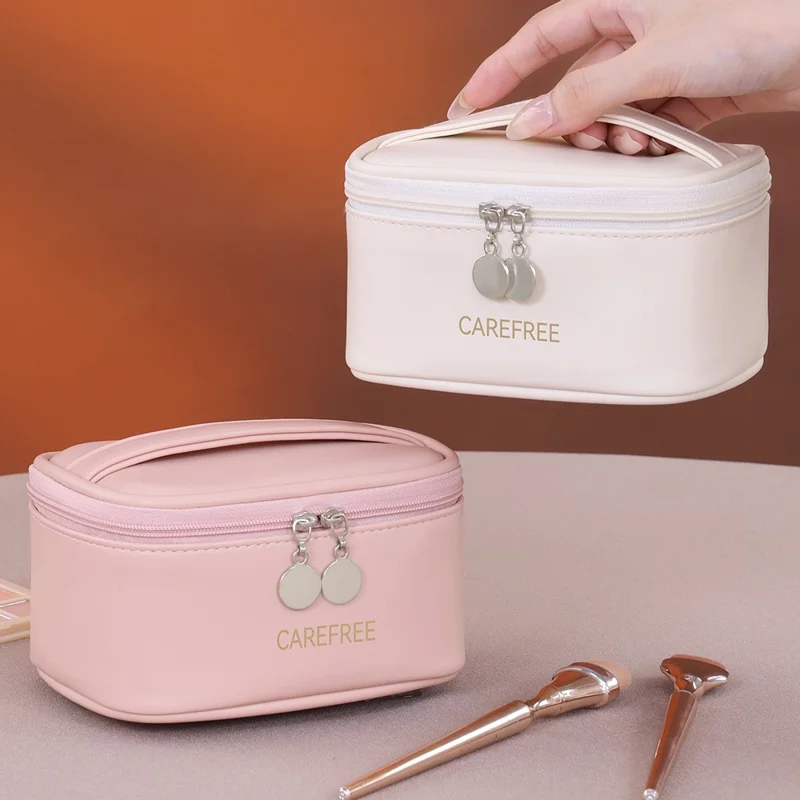 8088 Mini-Reise-Makeup-Tasche tragbare kleine Aufbewahrungstasche mit Reißverschluss großer Kapazität Kosmetik-Organizer - Weiß