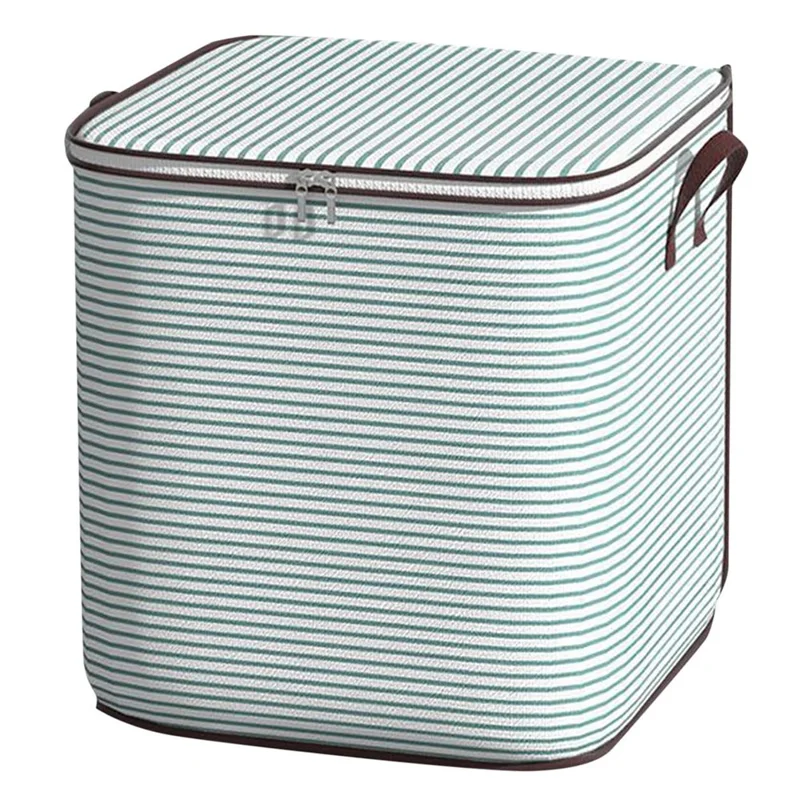 180L Large Capacity Stripe Storage Bag Foldable Luggage Bag Moisture-Proof Clothes Organizer with Double Zipper and Handles - Green Stripe