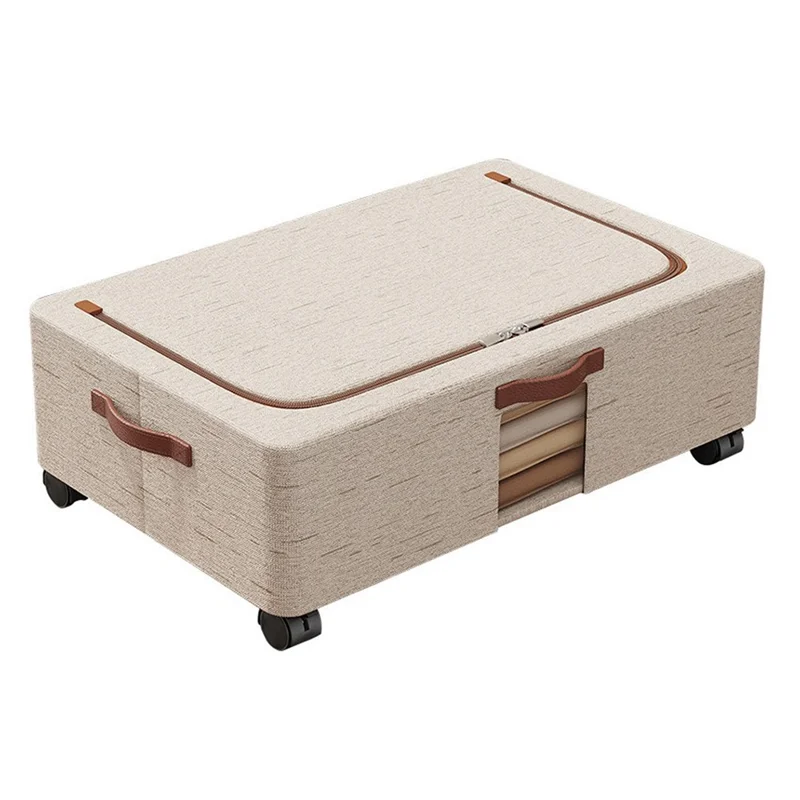 Extra Large Under-Bed Storage Box with Wheels Large Capacity Visible Clothes Organizer Dust-Proof Storage Bin for Home