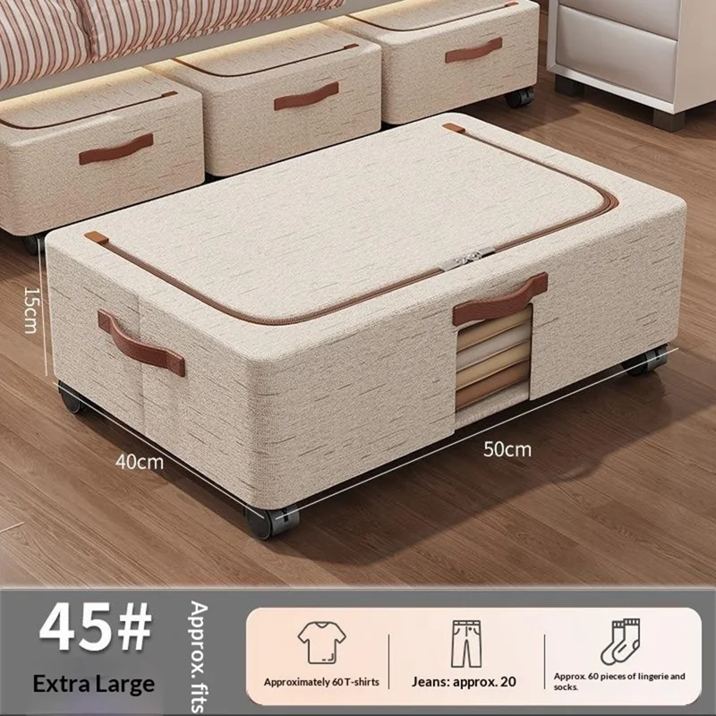 Extra Large Under-Bed Storage Box with Wheels Large Capacity Visible Clothes Organizer Dust-Proof Storage Bin for Home