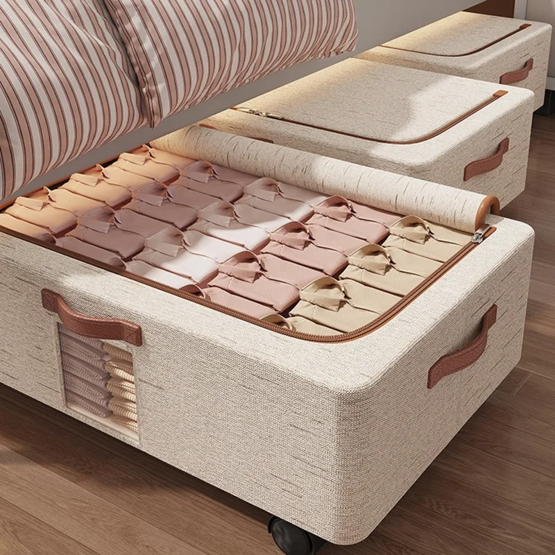Extra Large Under-Bed Storage Box with Wheels Large Capacity Visible Clothes Organizer Dust-Proof Storage Bin for Home