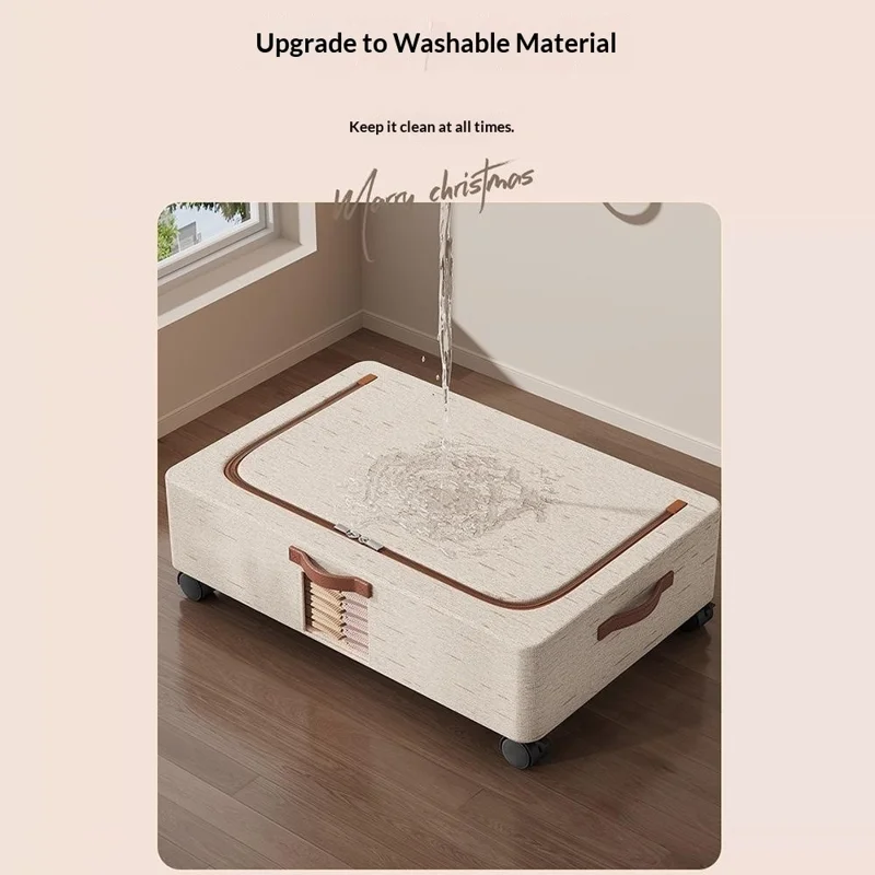Extra Large Under-Bed Storage Box with Wheels Large Capacity Visible Clothes Organizer Dust-Proof Storage Bin for Home